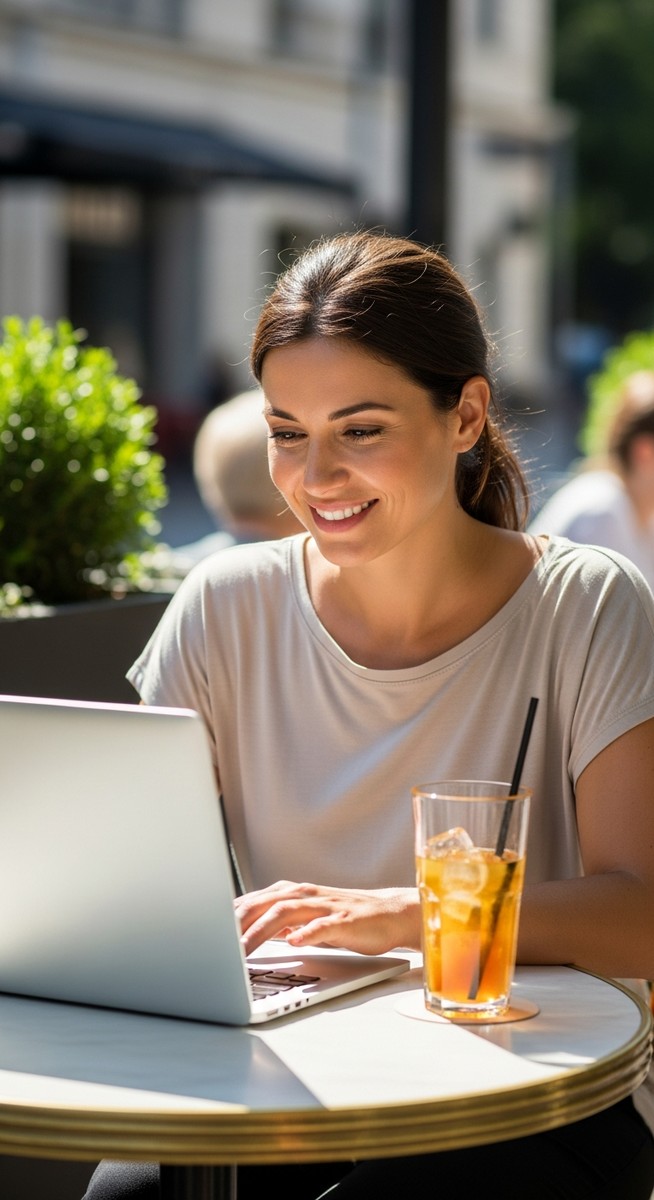 woman working on her laptop