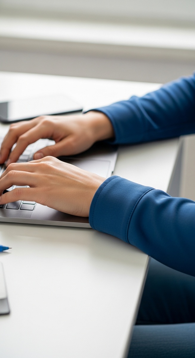 young person's hands typing on a laptop