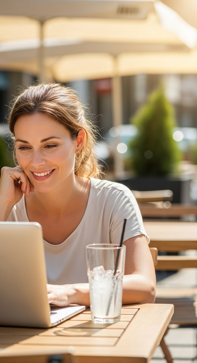 a woman working on her laptop to work from home