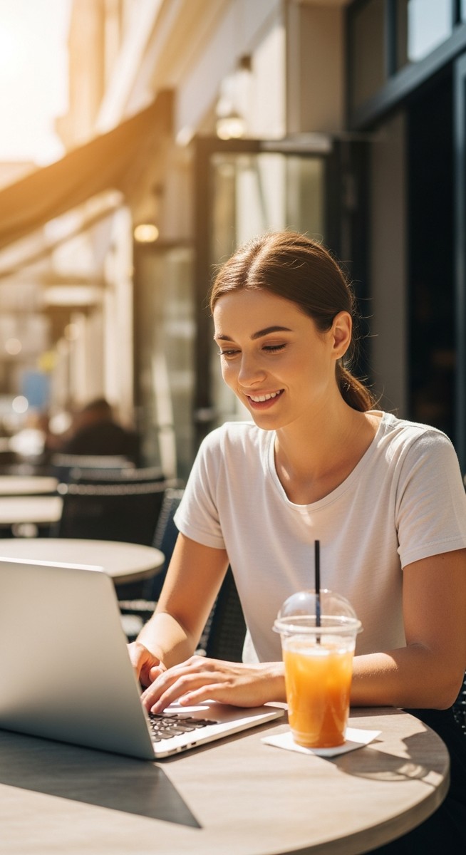 woman working on her laptop