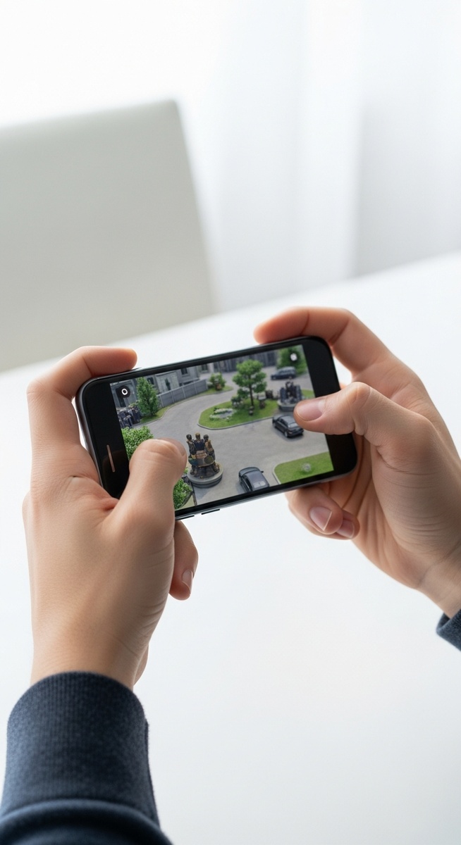 person playing a mobile game with both thumbs on screen