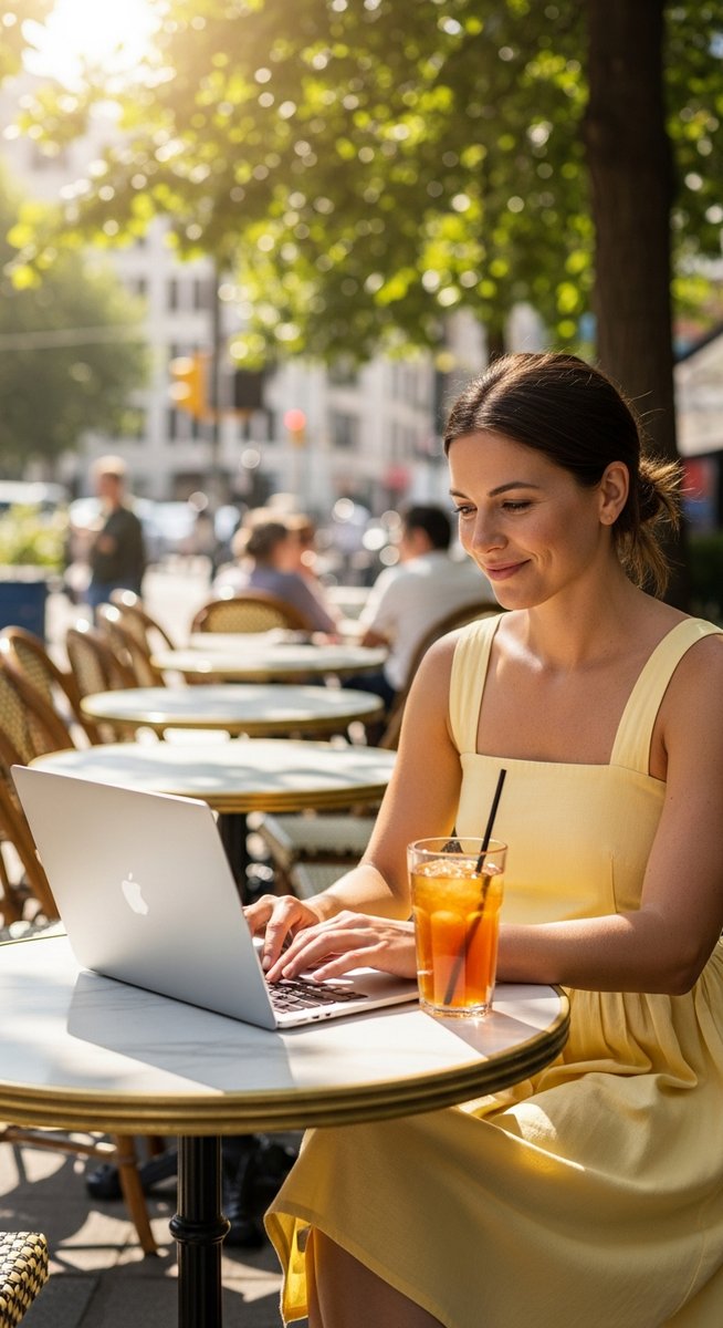 woman working on her laptop