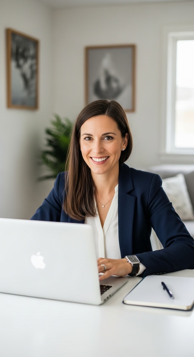 woman managing an online side hustle on her laptop at home