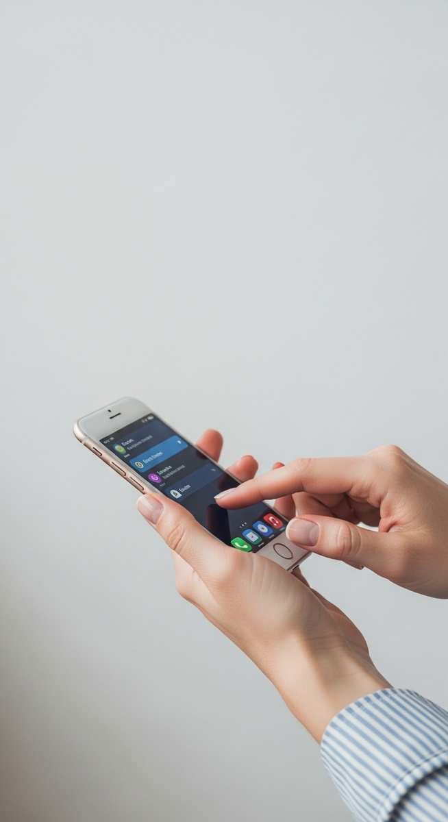 woman's hands navigating an app on a smartphone
