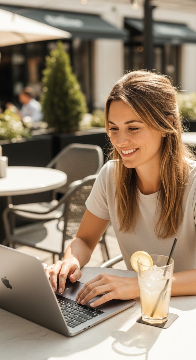 woman working on her laptop