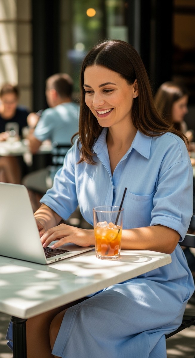 woman working on her laptop