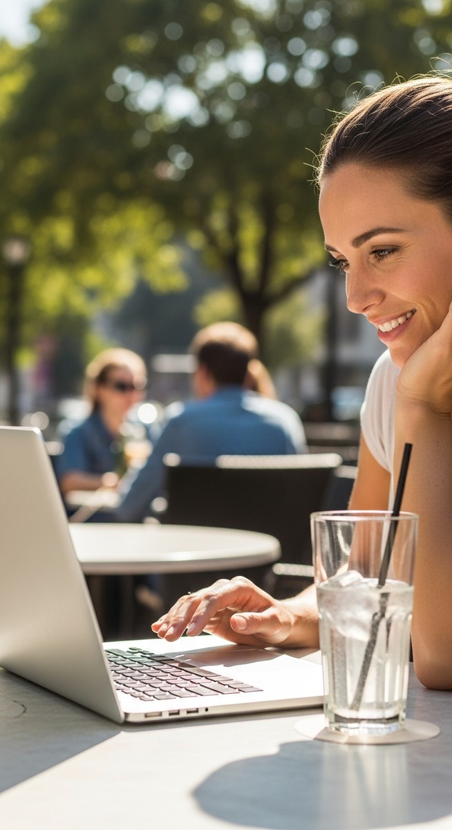 woman working on her laptop