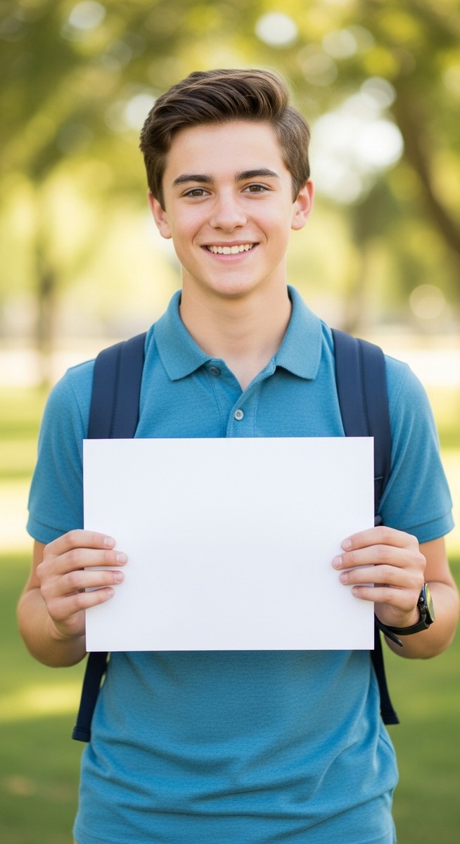 a confident teenage boy smiling outdoors to make money as a teen