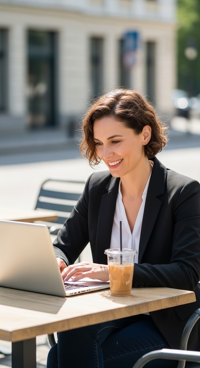 woman working on her laptop