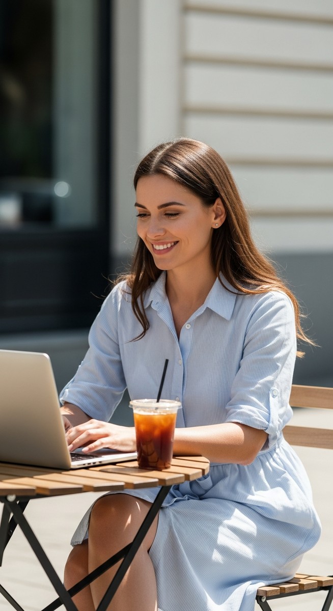 woman working on her laptop